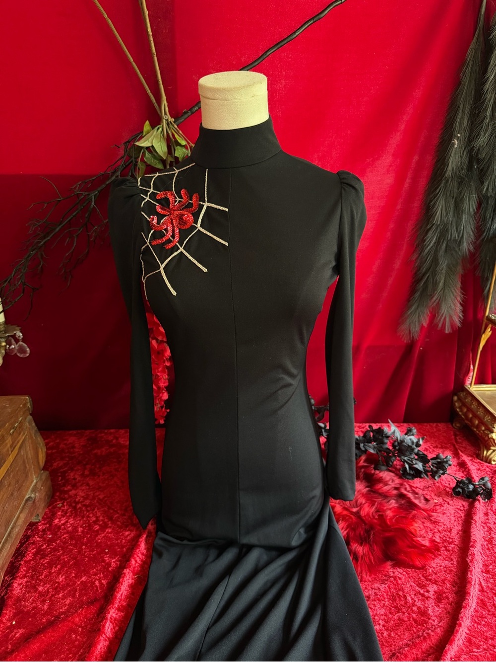 1970s young by arpeja Spiderweb / Spider Open Back Dress